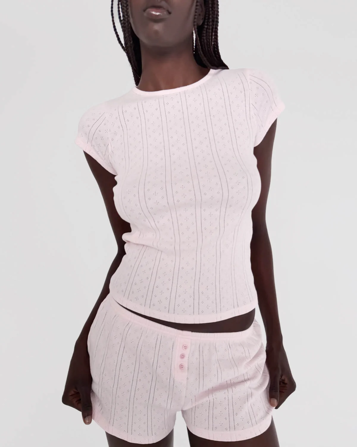 The Baby Tee: Baby Pink Pointelle - Image 4