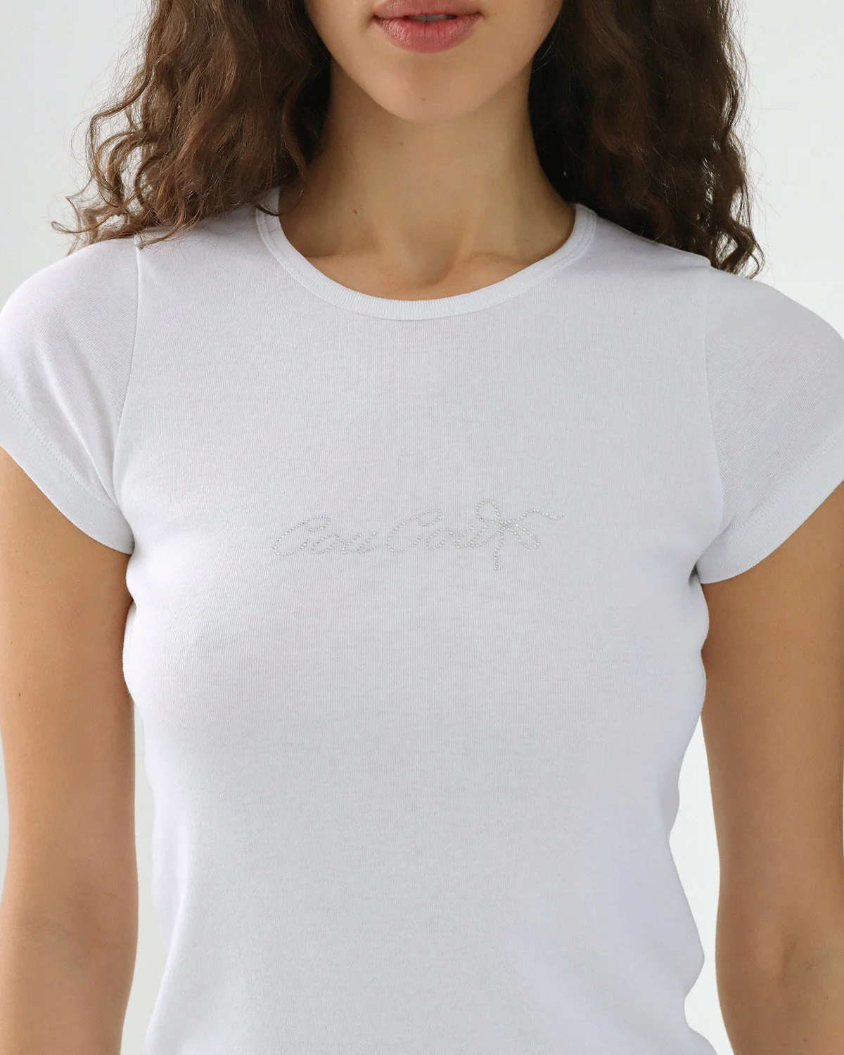 The Crystal Baby Tee: White Cotton Jersey - Image 4