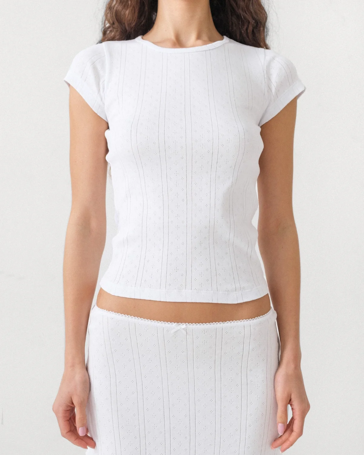 The Baby Tee: White Pointelle - Image 5