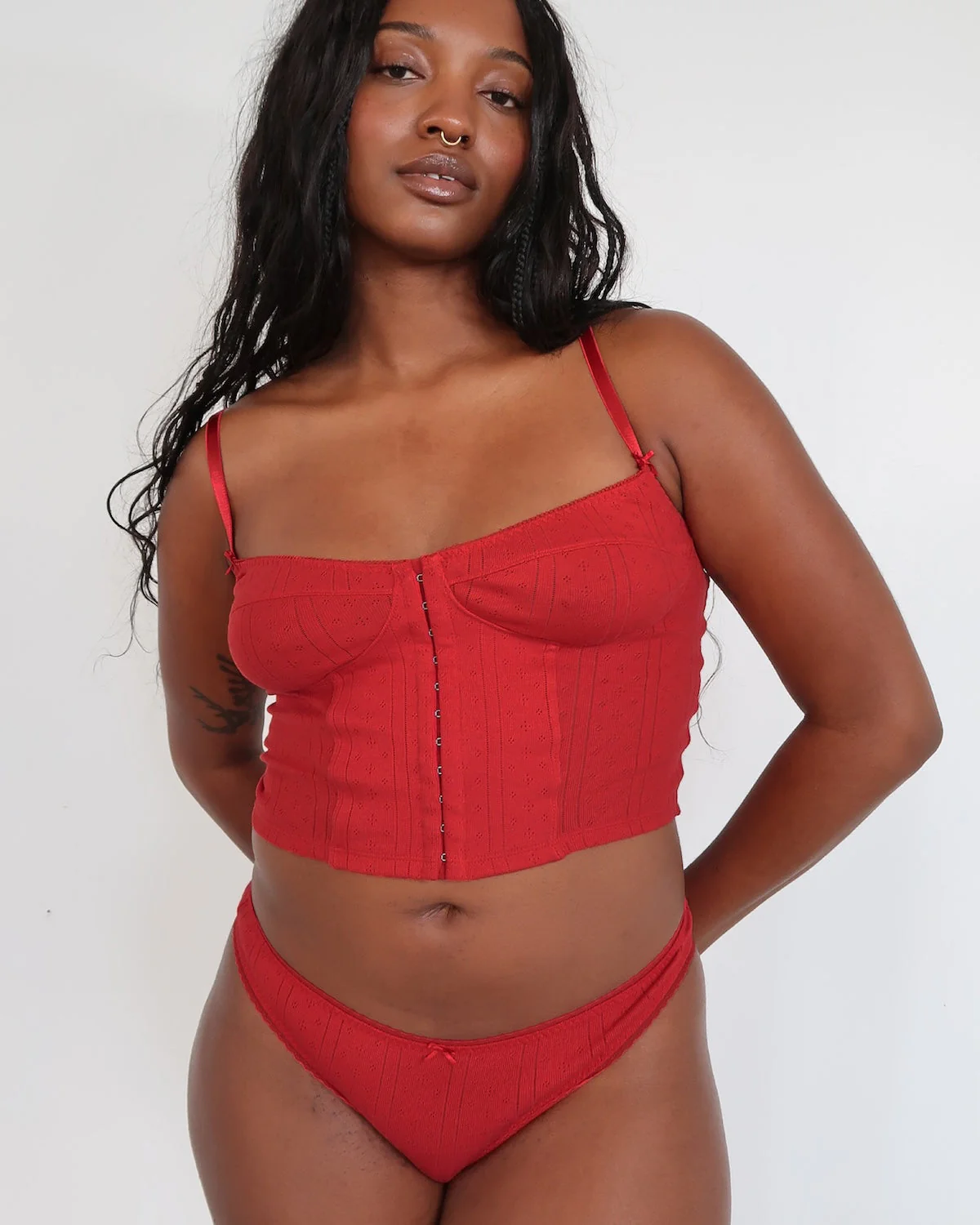 The Corselette: Cherry Red Pointelle - Image 4
