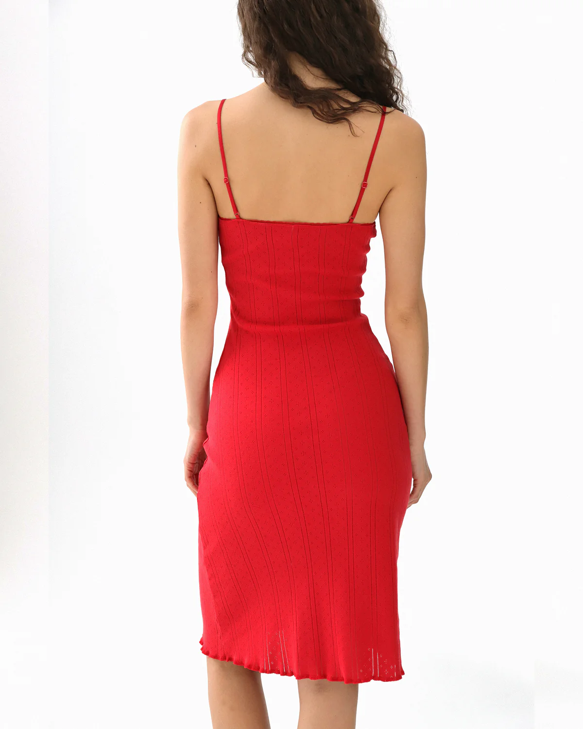 The Midi Slip: Cherry Red Pointelle - Image 4