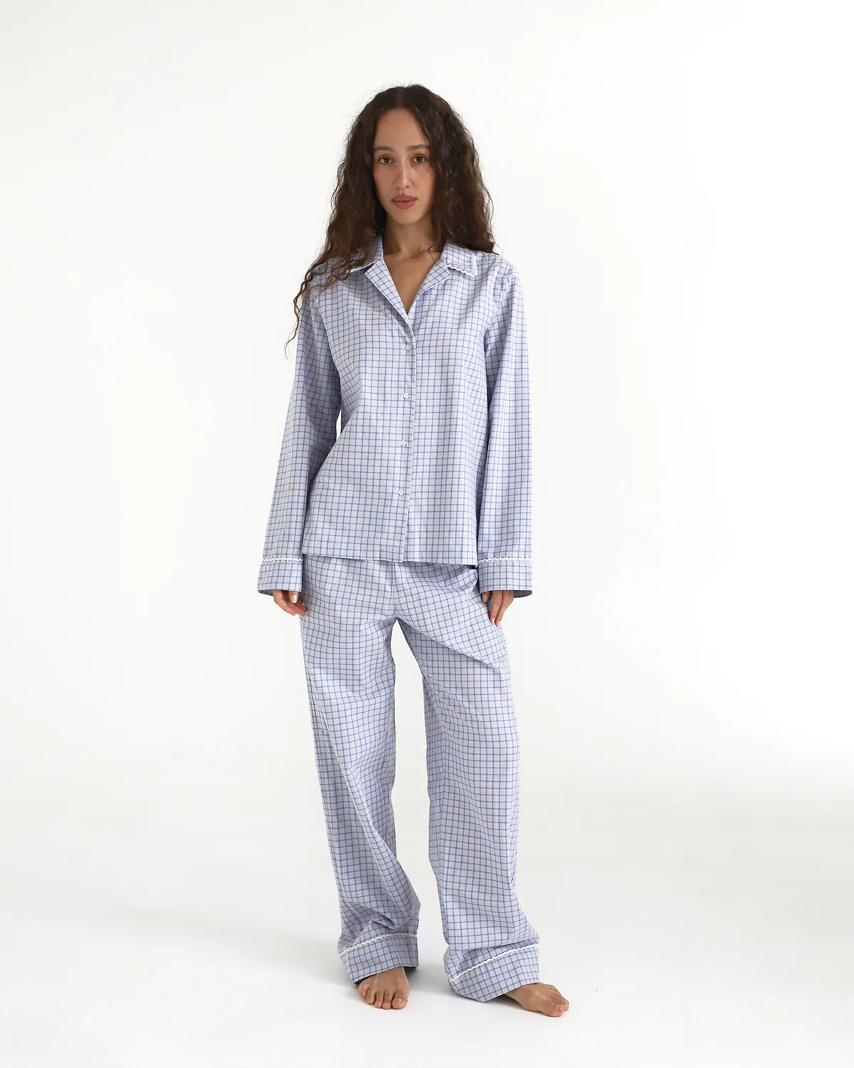 The Pajama Pant: Blue Check French Poplin - Image 3