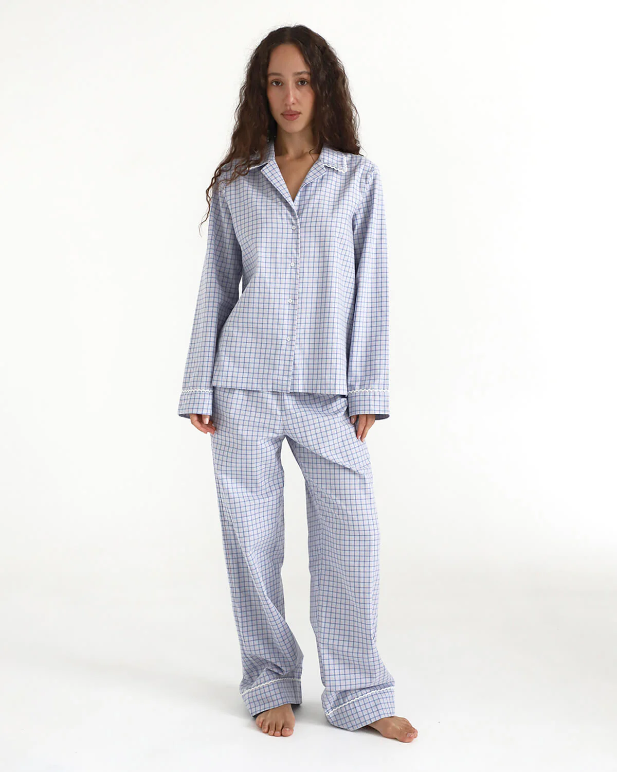 The Pajama Shirt: Blue Check French Poplin - Image 4