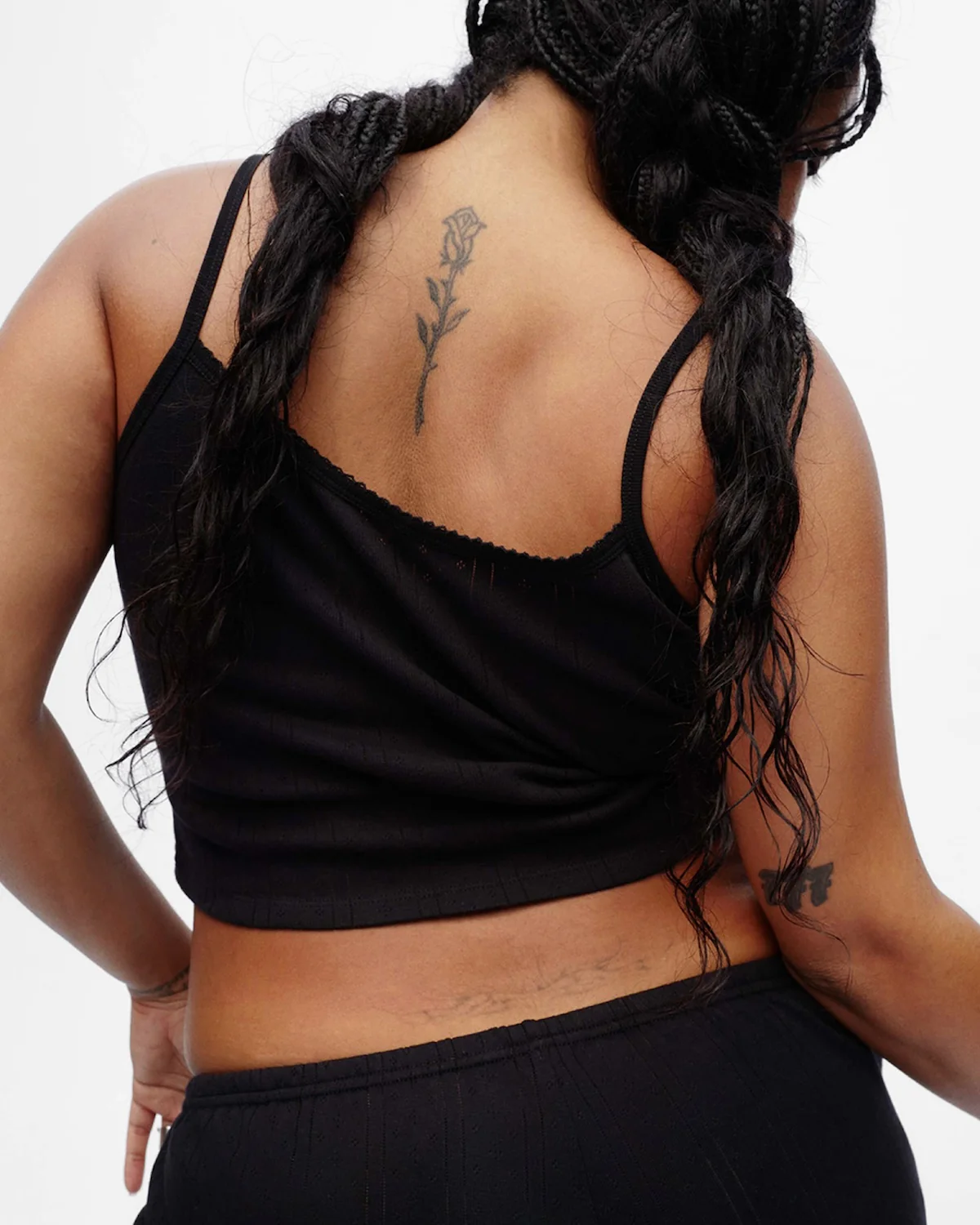 The Crop Picot Tank: Black Pointelle - Image 4