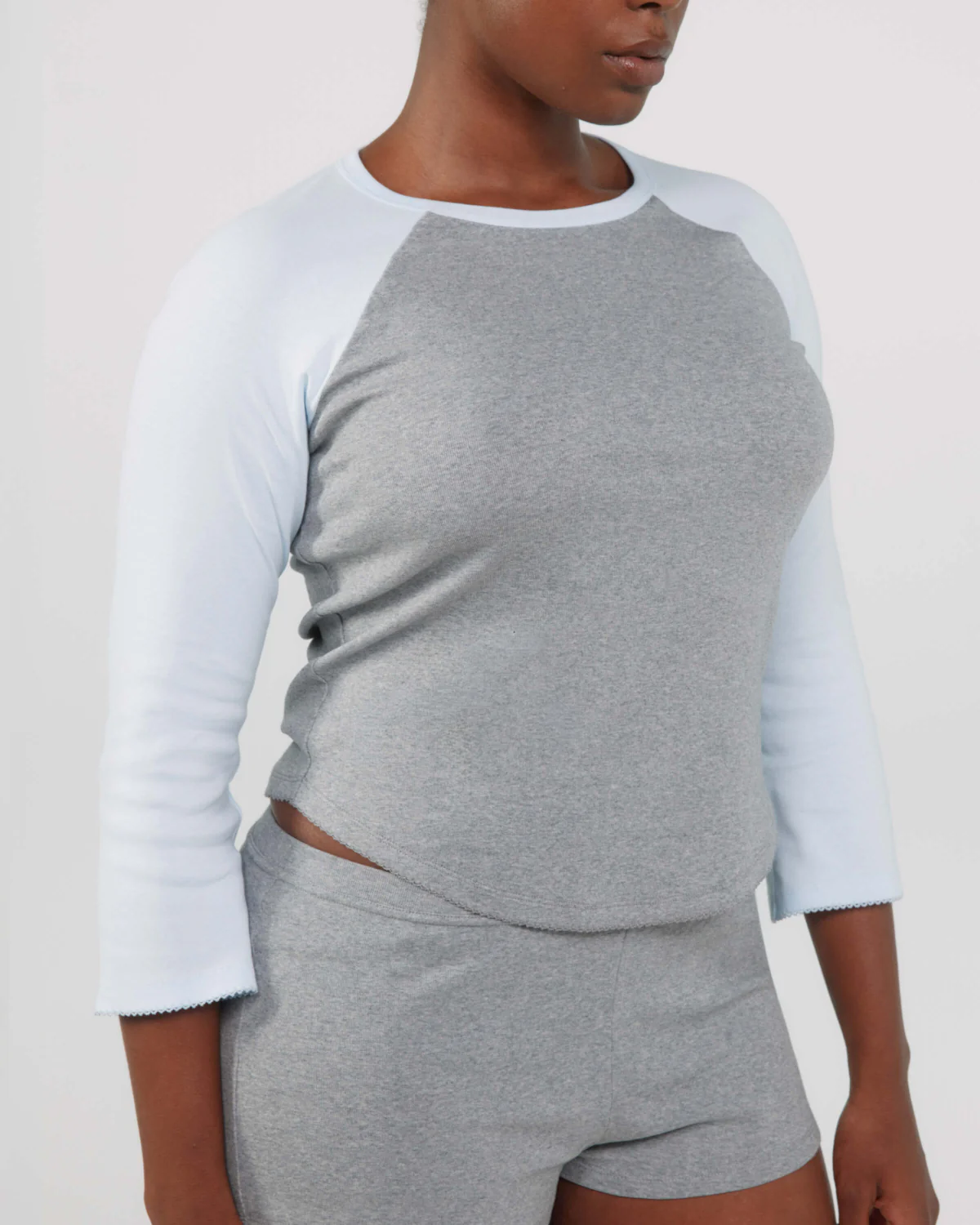 The Raglan: Grey / Sky Blue Cotton Jersey - Image 4
