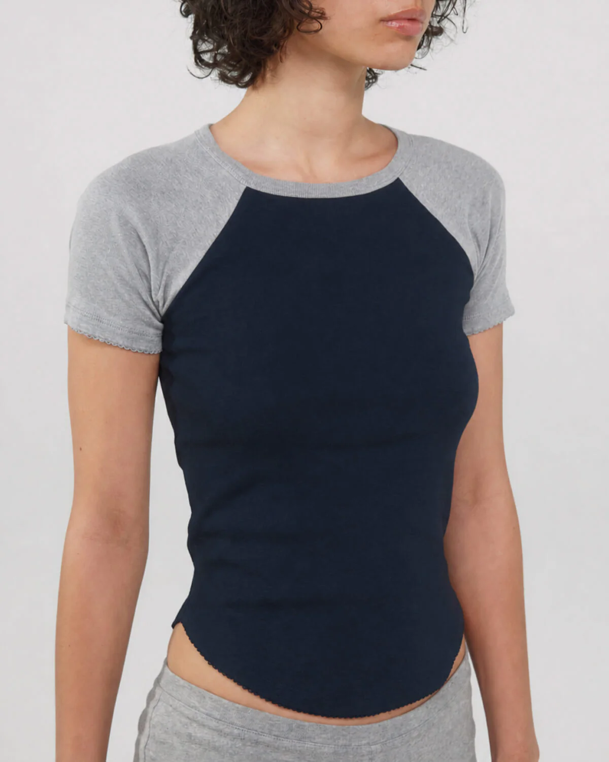 The Raglan Tee: Navy / Grey Cotton Jersey - Image 4