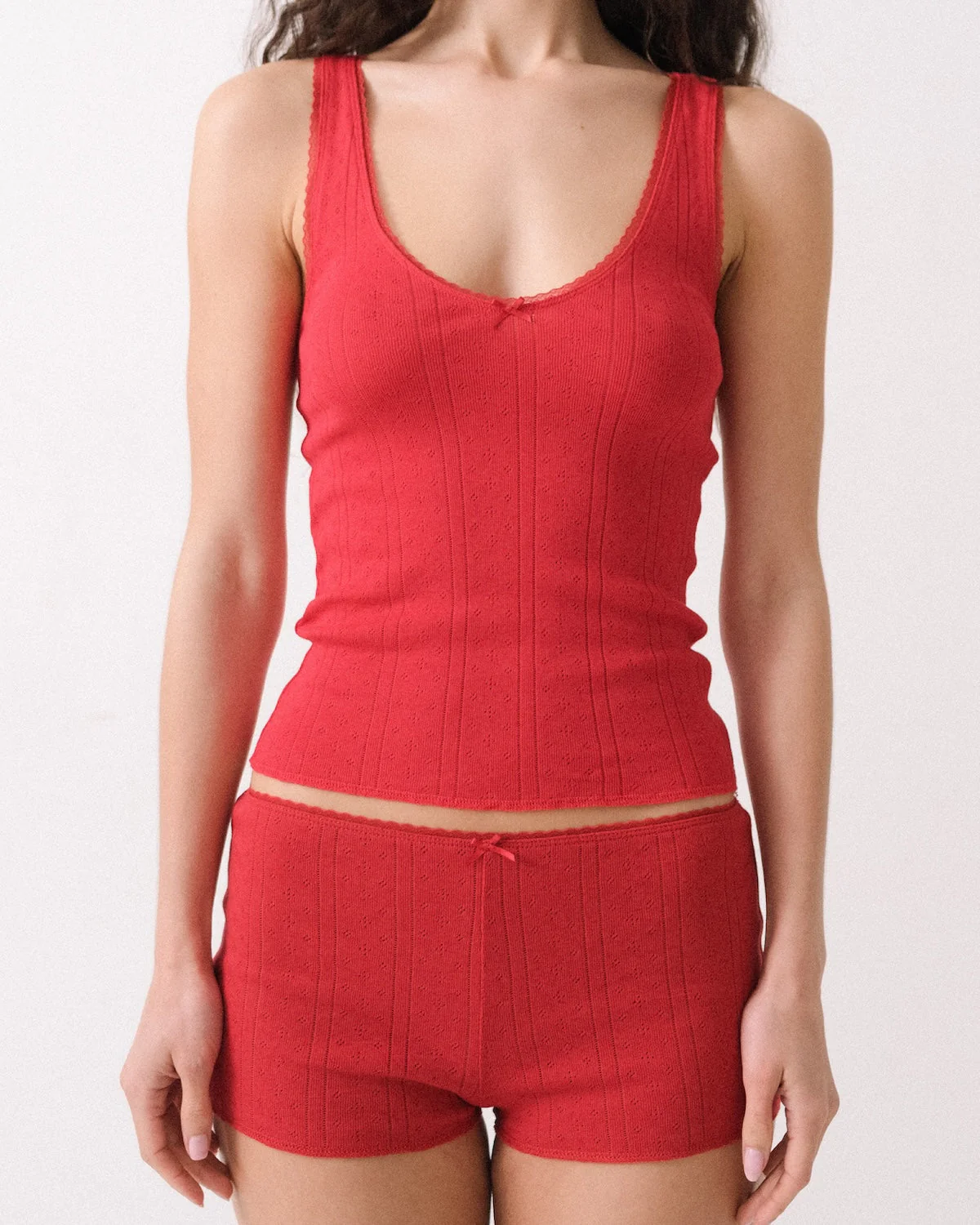The Scoop Tank: Cherry Red Pointelle - Image 4