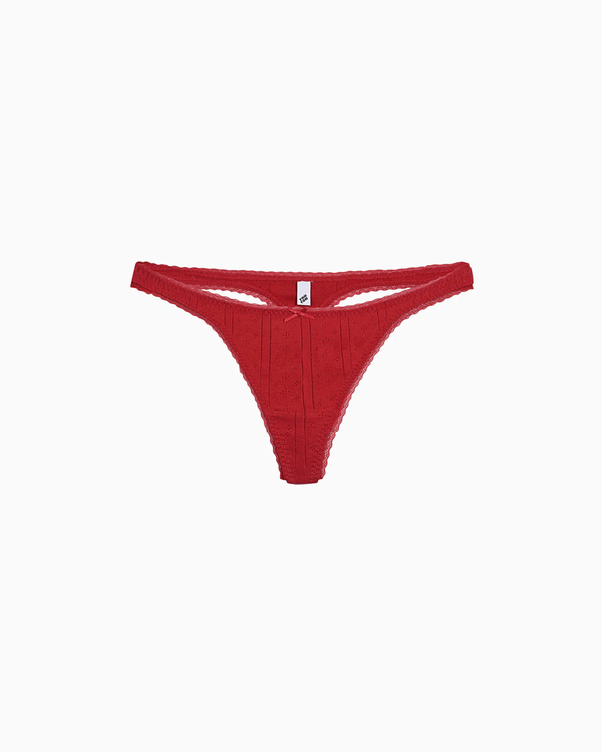 The Thong: Cherry Red Pointelle